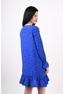 Dress Vila Sky V-Neck Short Royal Blue/Blue Flower